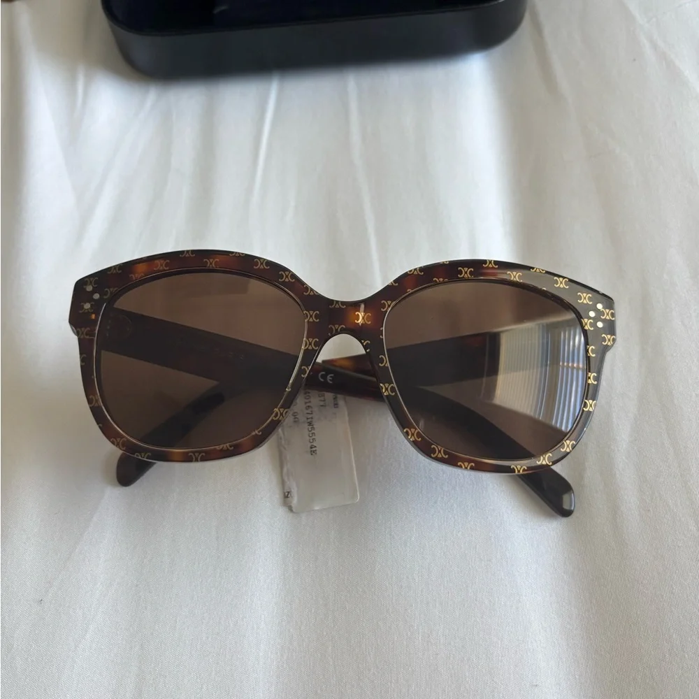 NWT Celine triomphe logo sunglasses brown havana - Picture 6 of 16
